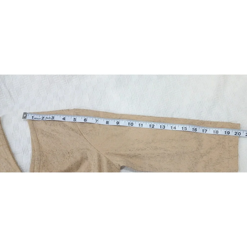 Soft Surroundings Tan Beige‎ Textured Wrap V-Neck 3/4 Sleeve Top Medium